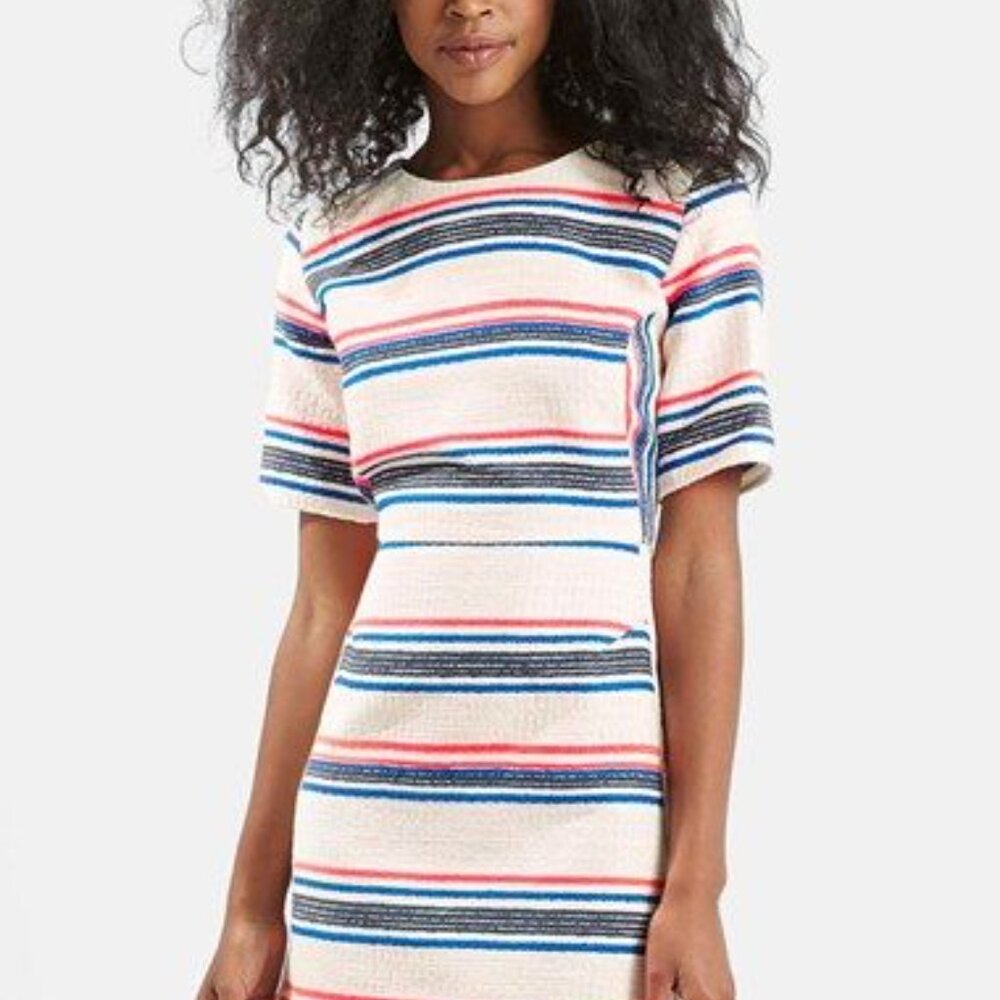 Topshop Stripe Jacquard A-Line Dress